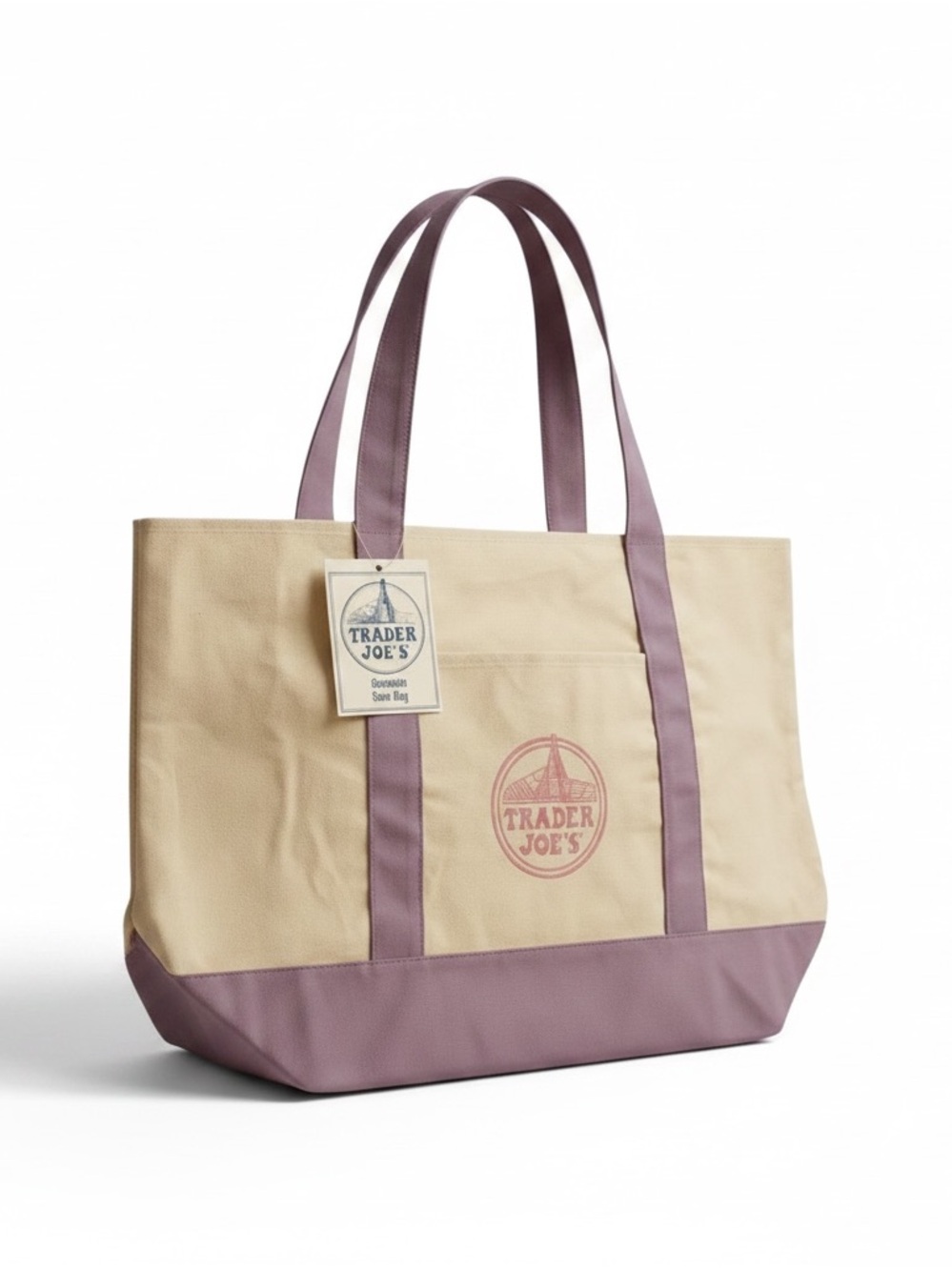 Trader Joe's Large Lavender Reusable Canvas Tote Bag